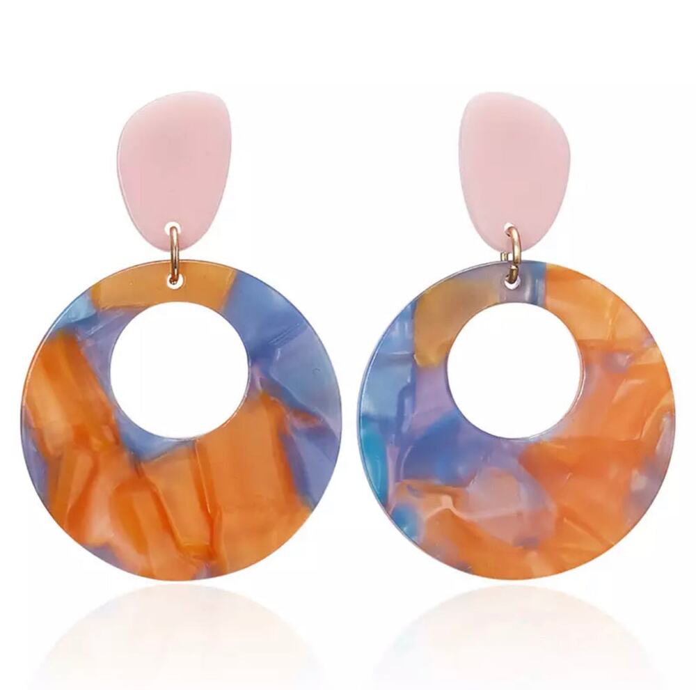 Charlotte Multicolor Resin Drop Earrings - Orange 1-A-5-72